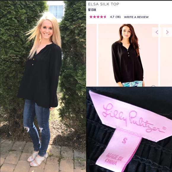 Lilly Pulitzer Tops - Lilly Pulitzer Elsa Silk Black Top